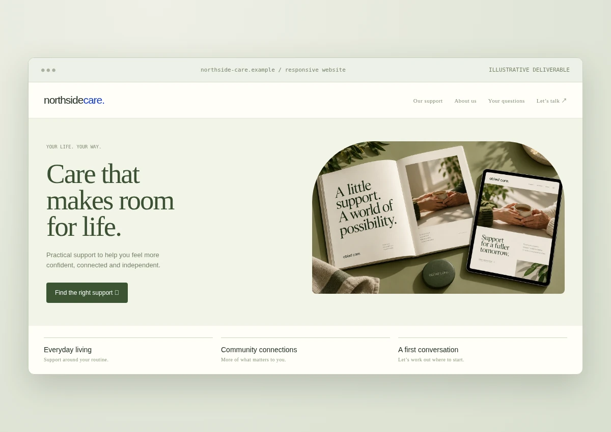 Responsive service website design shown on desktop and mobile